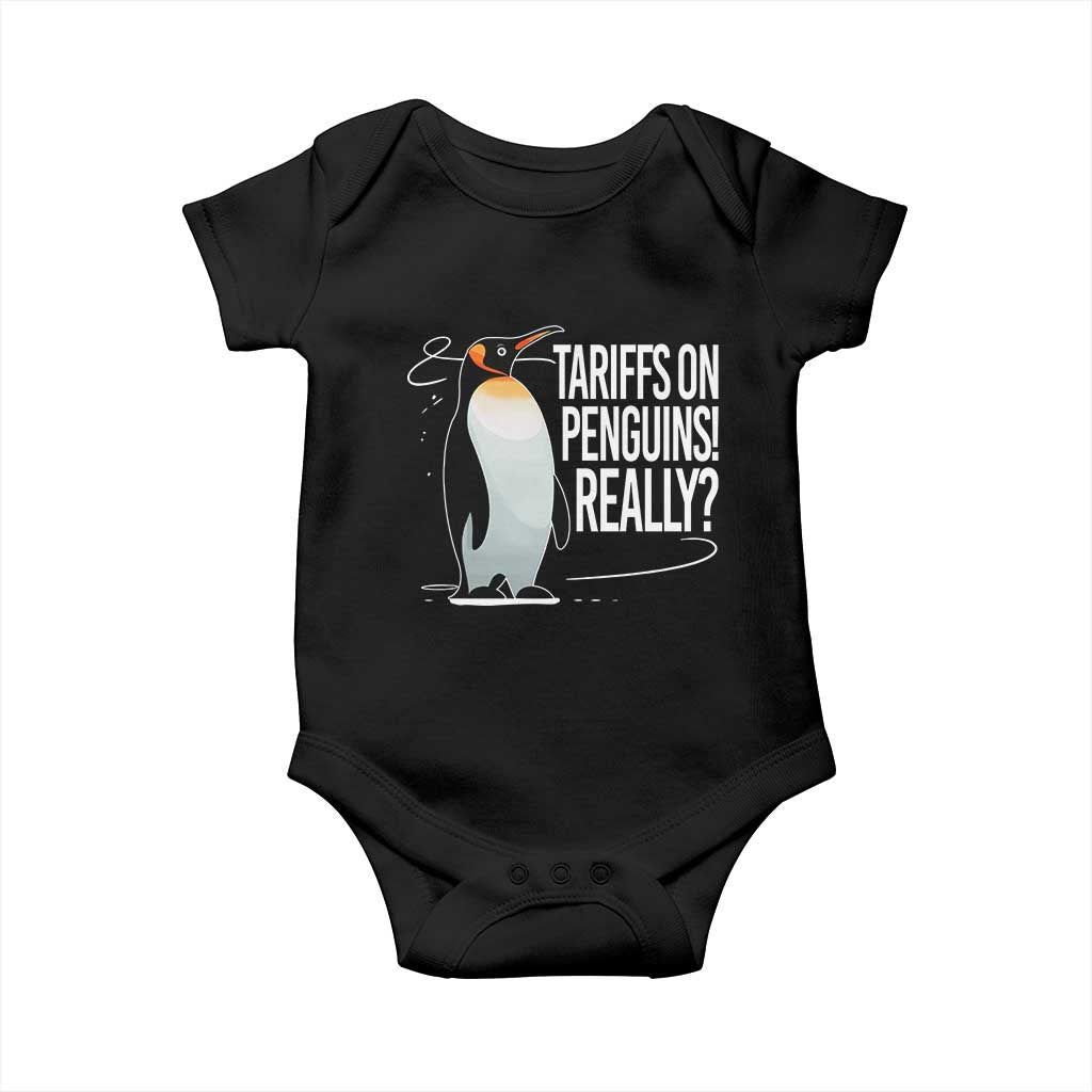 Hands Off Protest Baby Onesie Stand With Penguins Resist Against Tariffs TS10 Black Print Your Wear