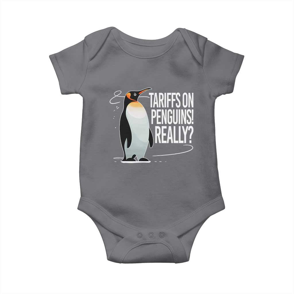 Hands Off Protest Baby Onesie Stand With Penguins Resist Against Tariffs TS10 Charcoal Print Your Wear