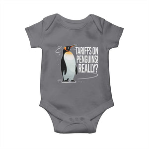 Hands Off Protest Baby Onesie Stand With Penguins Resist Against Tariffs TS10 Charcoal Print Your Wear