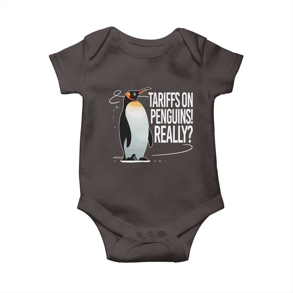Hands Off Protest Baby Onesie Stand With Penguins Resist Against Tariffs TS10 Dark Chocolate Print Your Wear