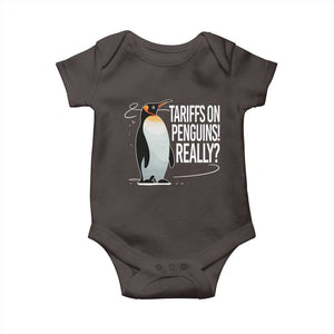 Hands Off Protest Baby Onesie Stand With Penguins Resist Against Tariffs TS10 Dark Chocolate Print Your Wear
