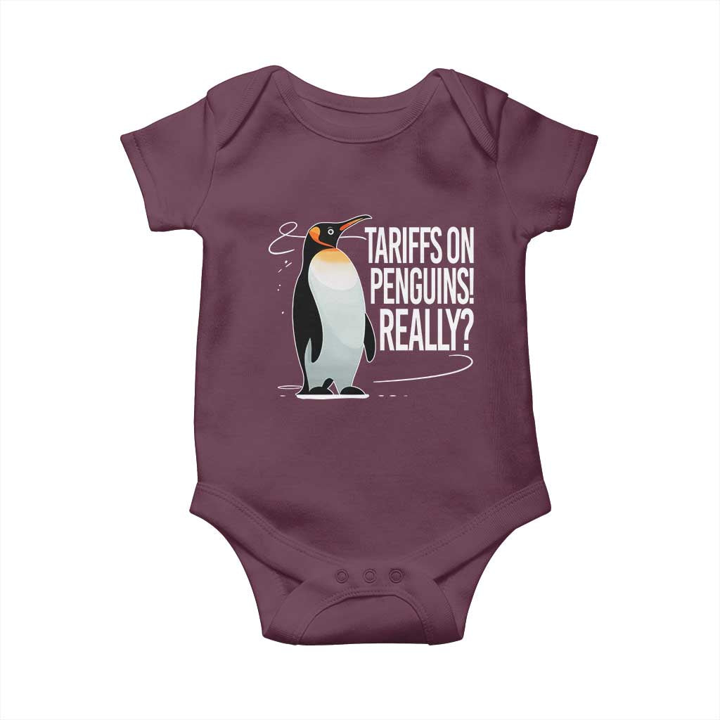Hands Off Protest Baby Onesie Stand With Penguins Resist Against Tariffs TS10 Maroon Print Your Wear