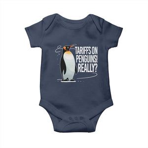 Hands Off Protest Baby Onesie Stand With Penguins Resist Against Tariffs TS10 Navy Print Your Wear
