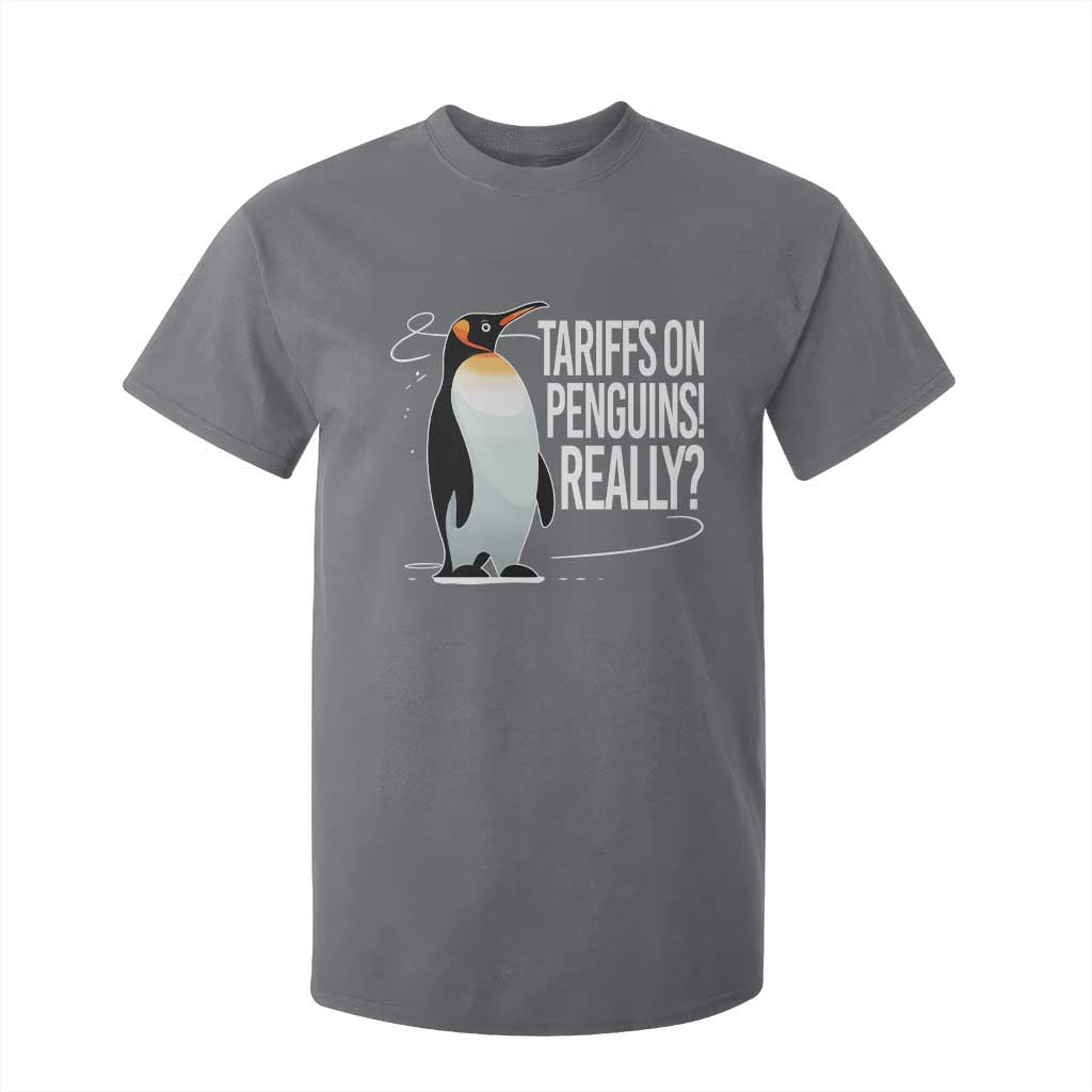 Hands Off Protest T Shirt For Kid Stand With Penguins Resist Against Tariffs TS10 Charcoal Print Your Wear