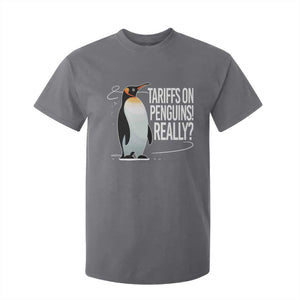 Hands Off Protest T Shirt For Kid Stand With Penguins Resist Against Tariffs TS10 Charcoal Print Your Wear