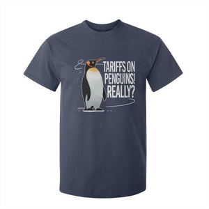 Hands Off Protest T Shirt For Kid Stand With Penguins Resist Against Tariffs TS10 Navy Print Your Wear