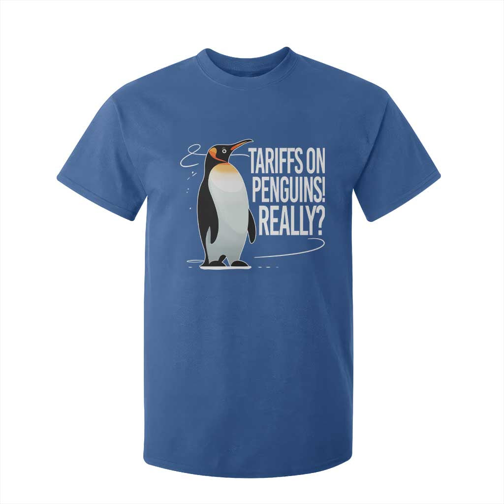 Hands Off Protest T Shirt For Kid Stand With Penguins Resist Against Tariffs TS10 Royal Blue Print Your Wear