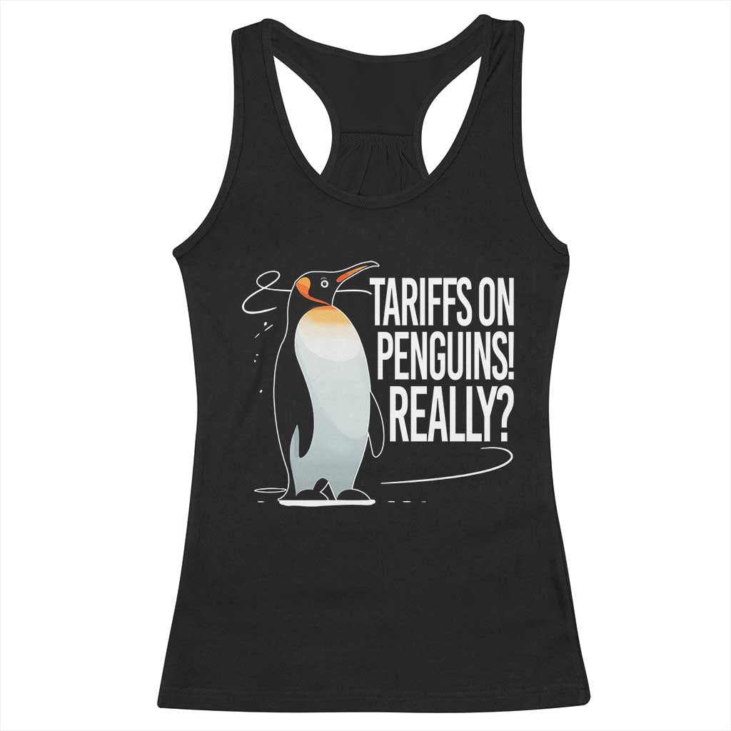 Hands Off Protest Racerback Tank Top Stand With Penguins Resist Against Tariffs TS10 Black Print Your Wear