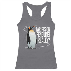 Hands Off Protest Racerback Tank Top Stand With Penguins Resist Against Tariffs TS10 Charcoal Print Your Wear