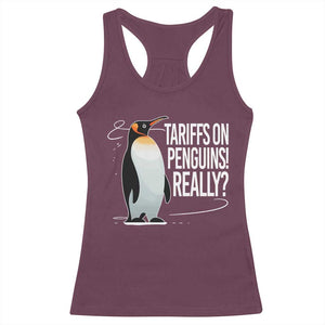 Hands Off Protest Racerback Tank Top Stand With Penguins Resist Against Tariffs TS10 Maroon Print Your Wear