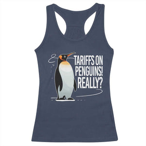 Hands Off Protest Racerback Tank Top Stand With Penguins Resist Against Tariffs TS10 Navy Print Your Wear