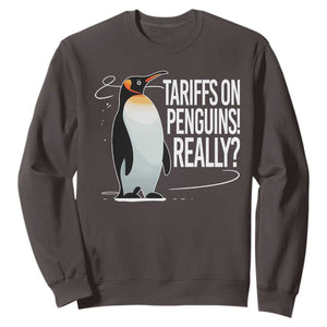 Hands Off Protest Sweatshirt Stand With Penguins Resist Against Tariffs TS10 Dark Chocolate Print Your Wear
