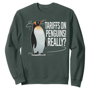 Hands Off Protest Sweatshirt Stand With Penguins Resist Against Tariffs TS10 Dark Forest Green Print Your Wear