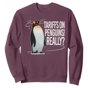 Hands Off Protest Sweatshirt Stand With Penguins Resist Against Tariffs TS10 Maroon Print Your Wear