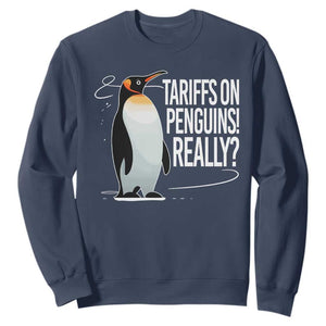 Hands Off Protest Sweatshirt Stand With Penguins Resist Against Tariffs TS10 Navy Print Your Wear