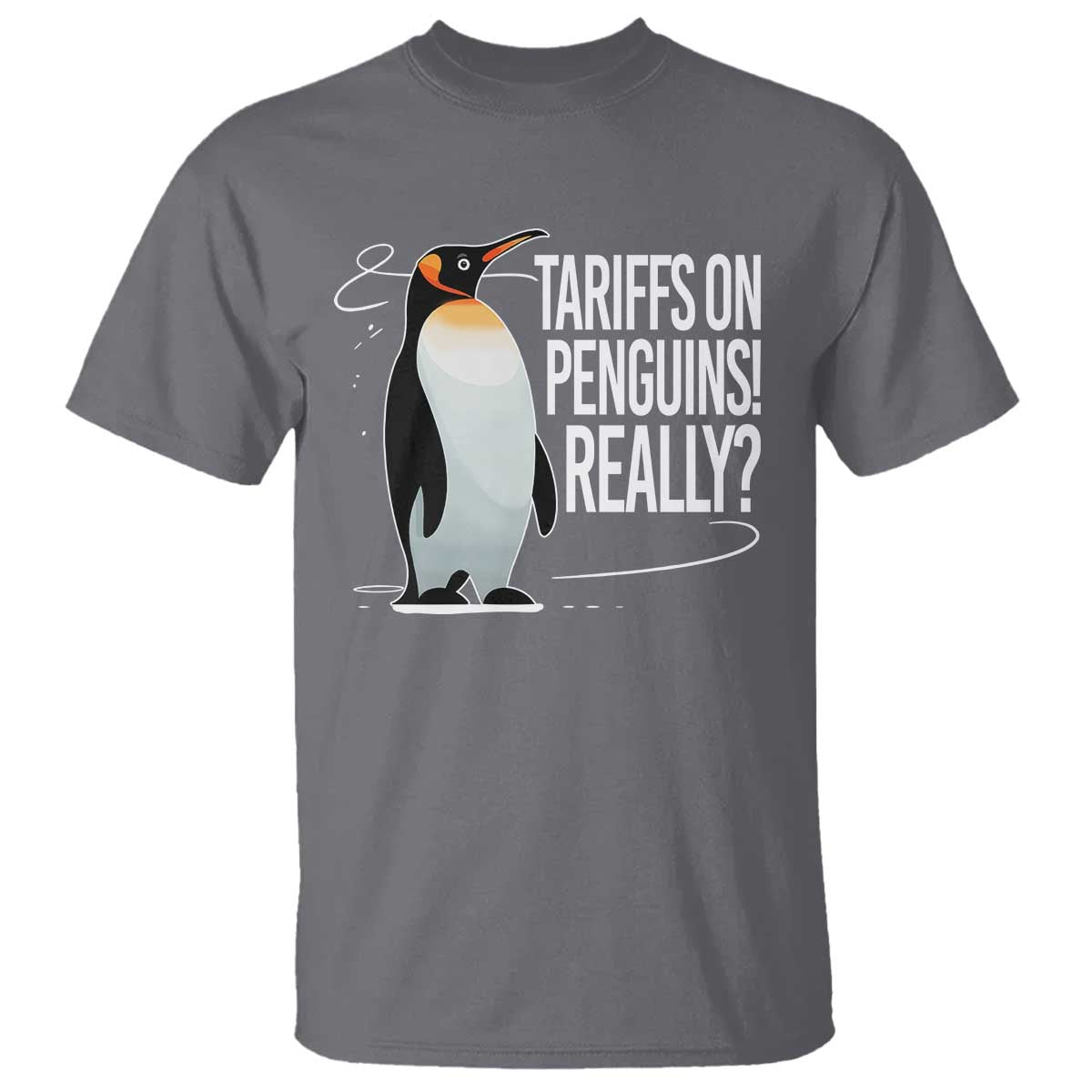 Hands Off Protest T Shirt Stand With Penguins Resist Against Tariffs TS10 Charcoal Print Your Wear