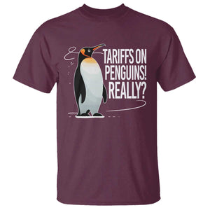 Hands Off Protest T Shirt Stand With Penguins Resist Against Tariffs TS10 Maroon Print Your Wear