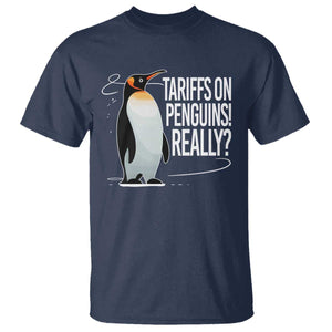 Hands Off Protest T Shirt Stand With Penguins Resist Against Tariffs TS10 Navy Print Your Wear