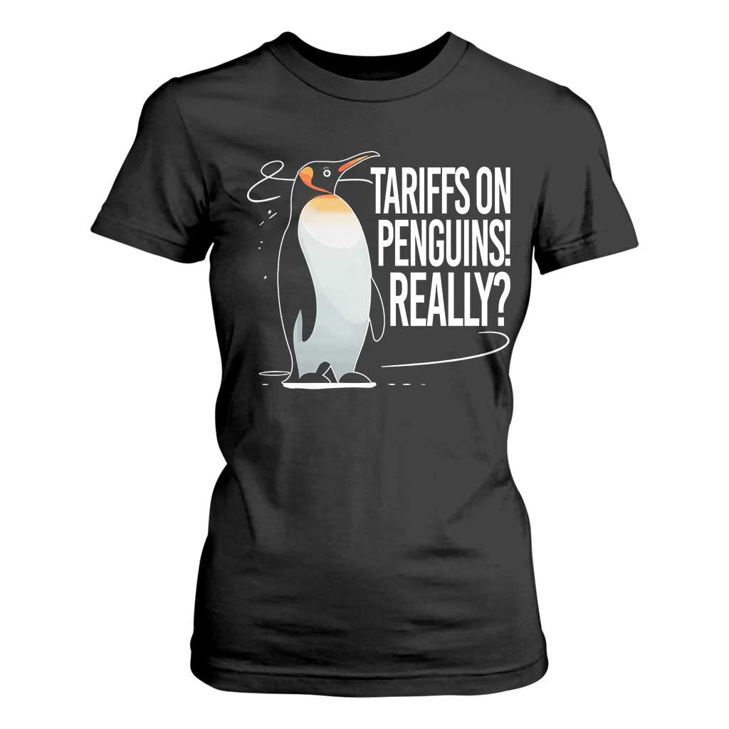 Hands Off Protest T Shirt For Women Stand With Penguins Resist Against Tariffs TS10 Black Print Your Wear