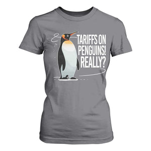 Hands Off Protest T Shirt For Women Stand With Penguins Resist Against Tariffs TS10 Charcoal Print Your Wear