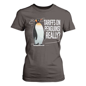 Hands Off Protest T Shirt For Women Stand With Penguins Resist Against Tariffs TS10 Dark Chocolate Print Your Wear