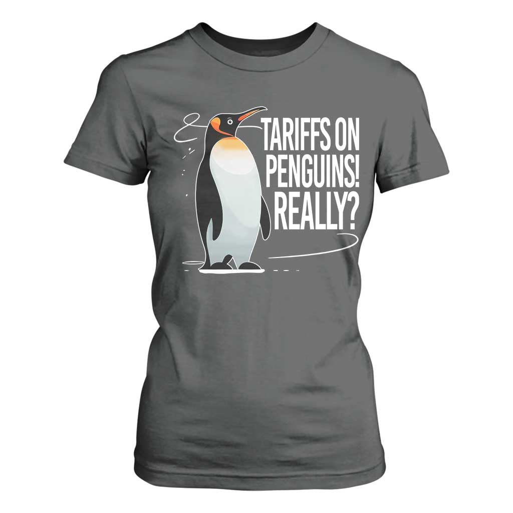 Hands Off Protest T Shirt For Women Stand With Penguins Resist Against Tariffs TS10 Dark Heather Print Your Wear