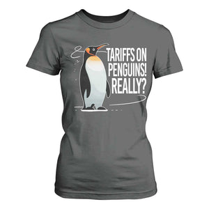 Hands Off Protest T Shirt For Women Stand With Penguins Resist Against Tariffs TS10 Dark Heather Print Your Wear
