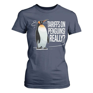 Hands Off Protest T Shirt For Women Stand With Penguins Resist Against Tariffs TS10 Navy Print Your Wear
