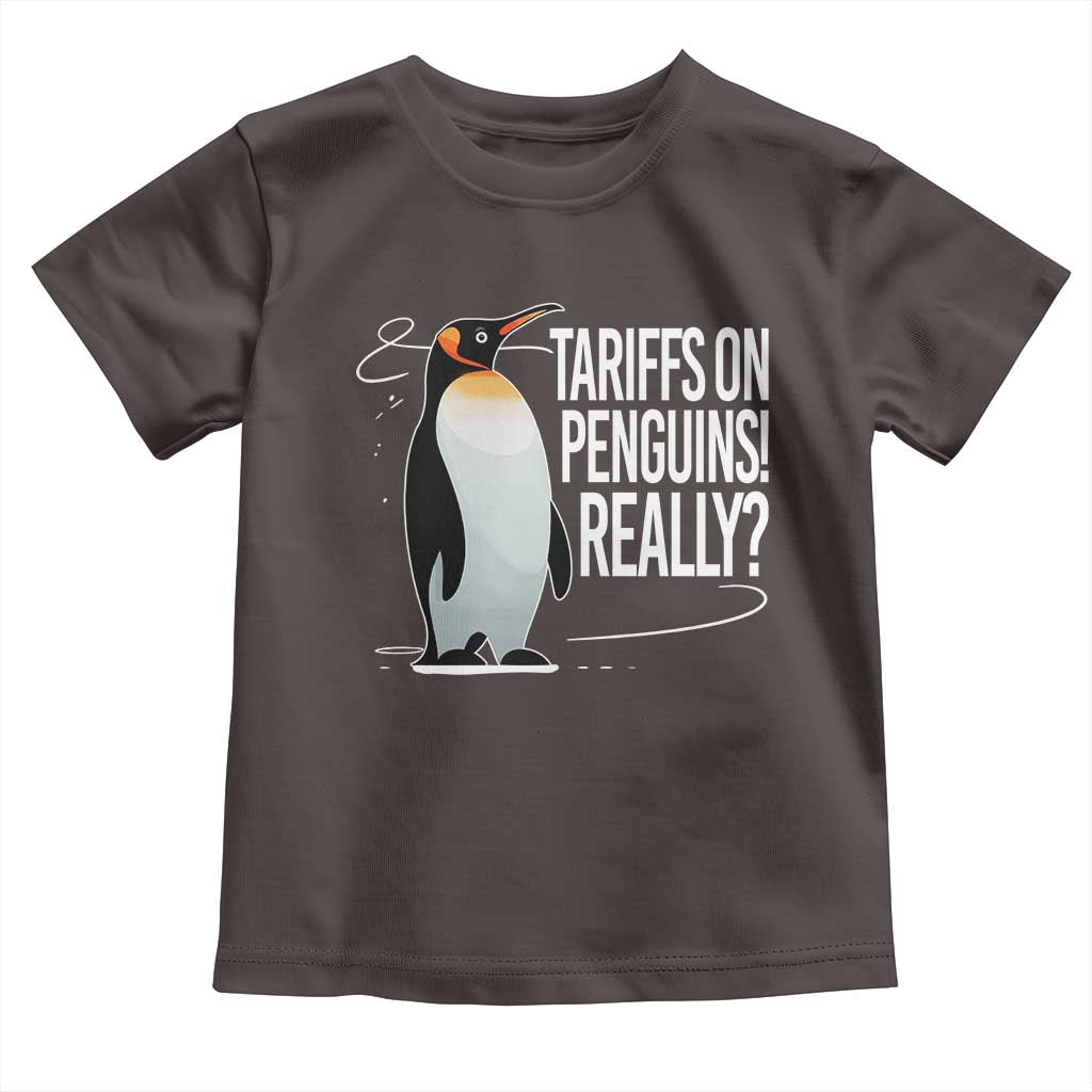 Hands Off Protest Toddler T Shirt Stand With Penguins Resist Against Tariffs TS10 Dark Chocolate Print Your Wear