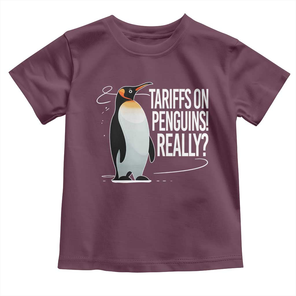 Hands Off Protest Toddler T Shirt Stand With Penguins Resist Against Tariffs TS10 Maroon Print Your Wear
