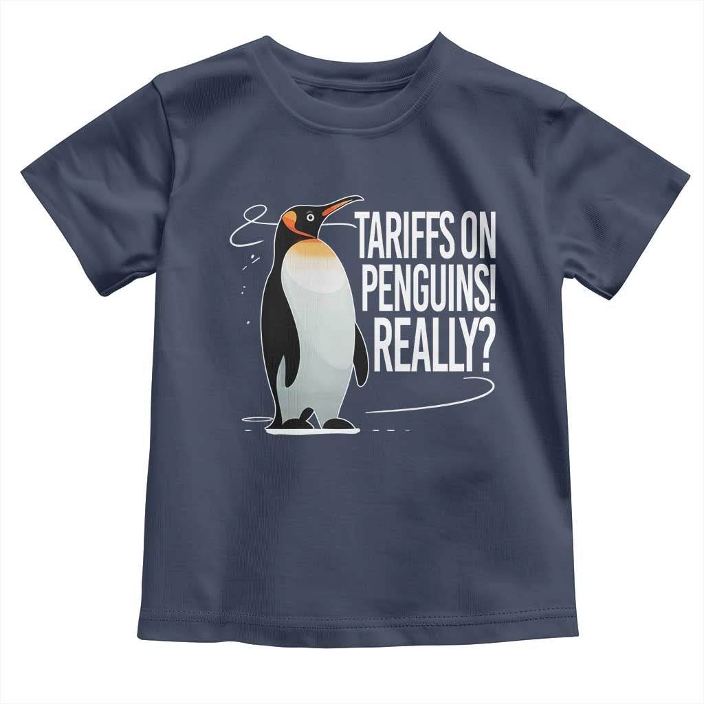 Hands Off Protest Toddler T Shirt Stand With Penguins Resist Against Tariffs TS10 Navy Print Your Wear