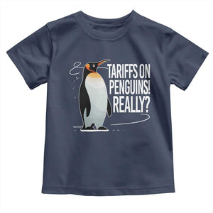 Hands Off Protest Toddler T Shirt Stand With Penguins Resist Against Tariffs TS10 Navy Print Your Wear