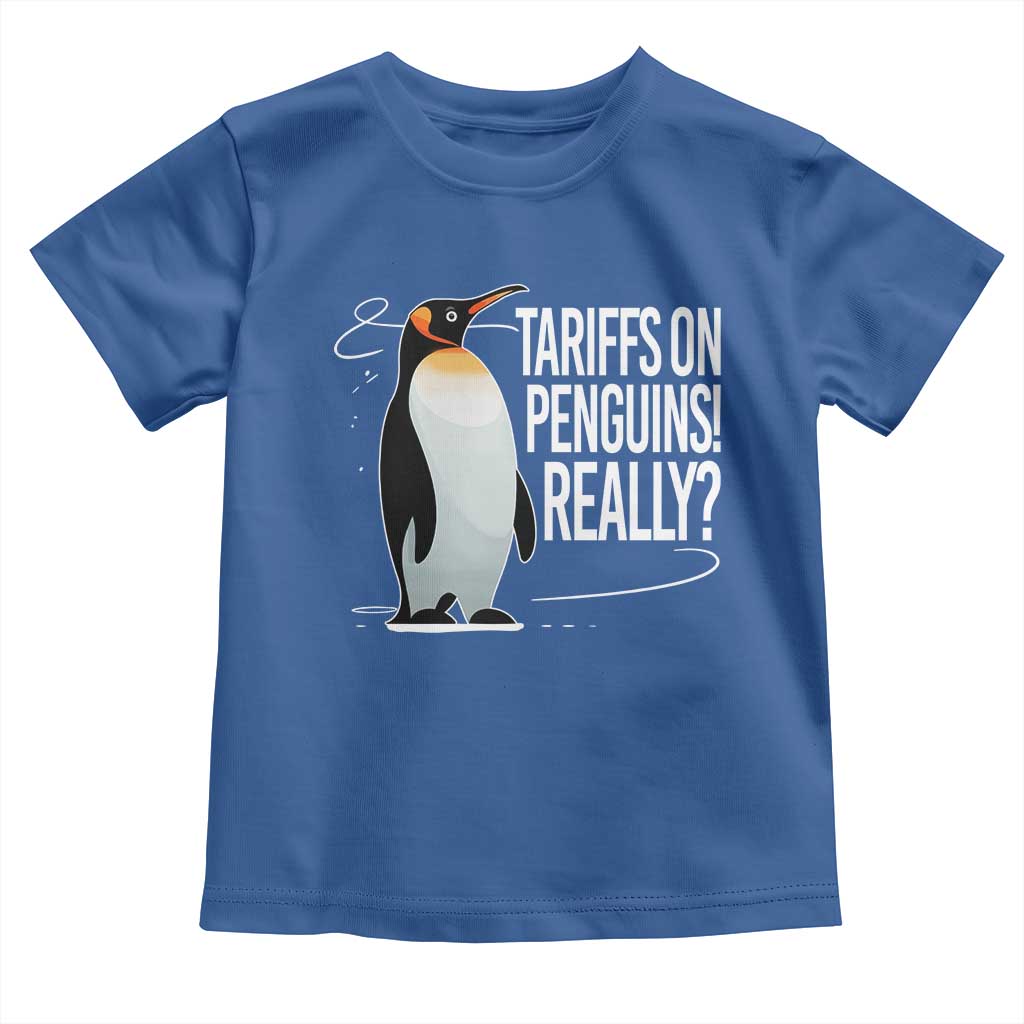 Hands Off Protest Toddler T Shirt Stand With Penguins Resist Against Tariffs TS10 Royal Blue Print Your Wear