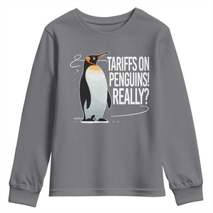 Hands Off Protest Youth Sweatshirt Stand With Penguins Resist Against Tariffs TS10 Charcoal Print Your Wear
