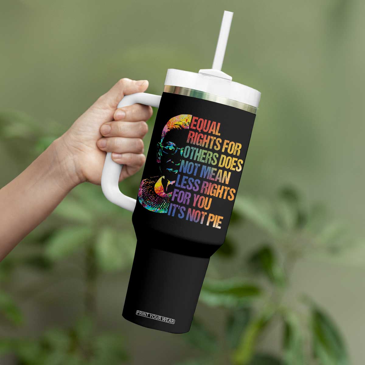 Notorious RBG Tumbler With Handle Feminist Citizen LGBTQ+ Equal Rights Advocate TS10 Print Your Wear