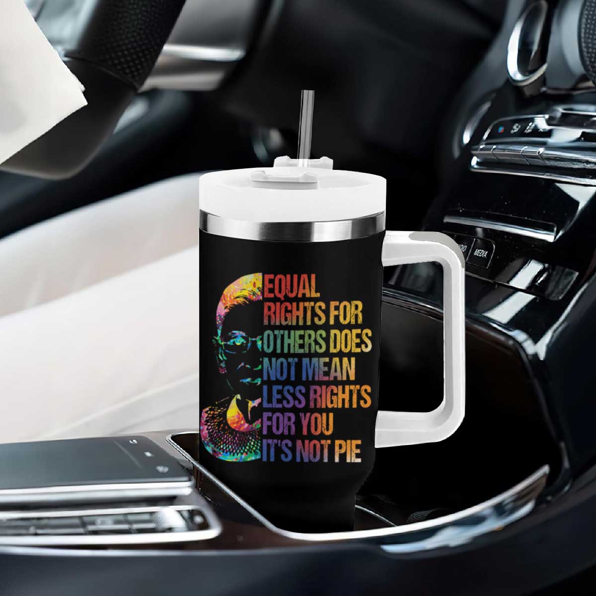 Notorious RBG Tumbler With Handle Feminist Citizen LGBTQ+ Equal Rights Advocate TS10 Print Your Wear
