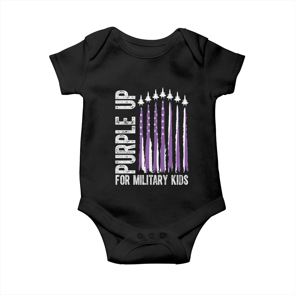 Purple Up For Military Kids Baby Onesie US Flag Military Child Support TS10 Black Print Your Wear