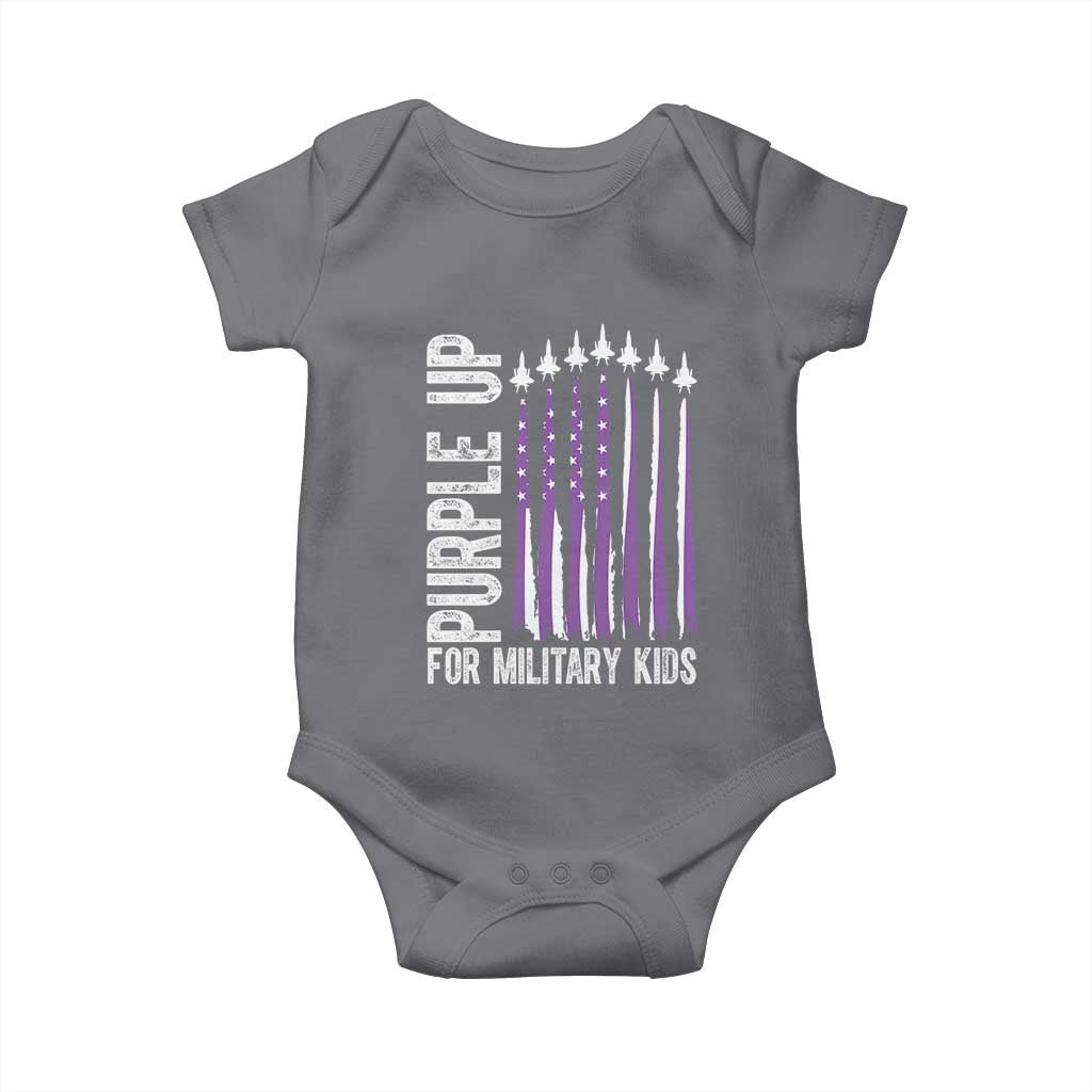 Purple Up For Military Kids Baby Onesie US Flag Military Child Support TS10 Charcoal Print Your Wear
