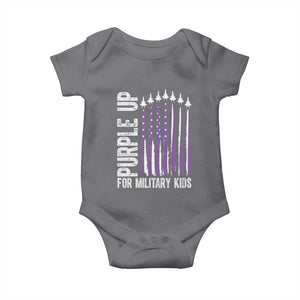Purple Up For Military Kids Baby Onesie US Flag Military Child Support TS10 Charcoal Print Your Wear