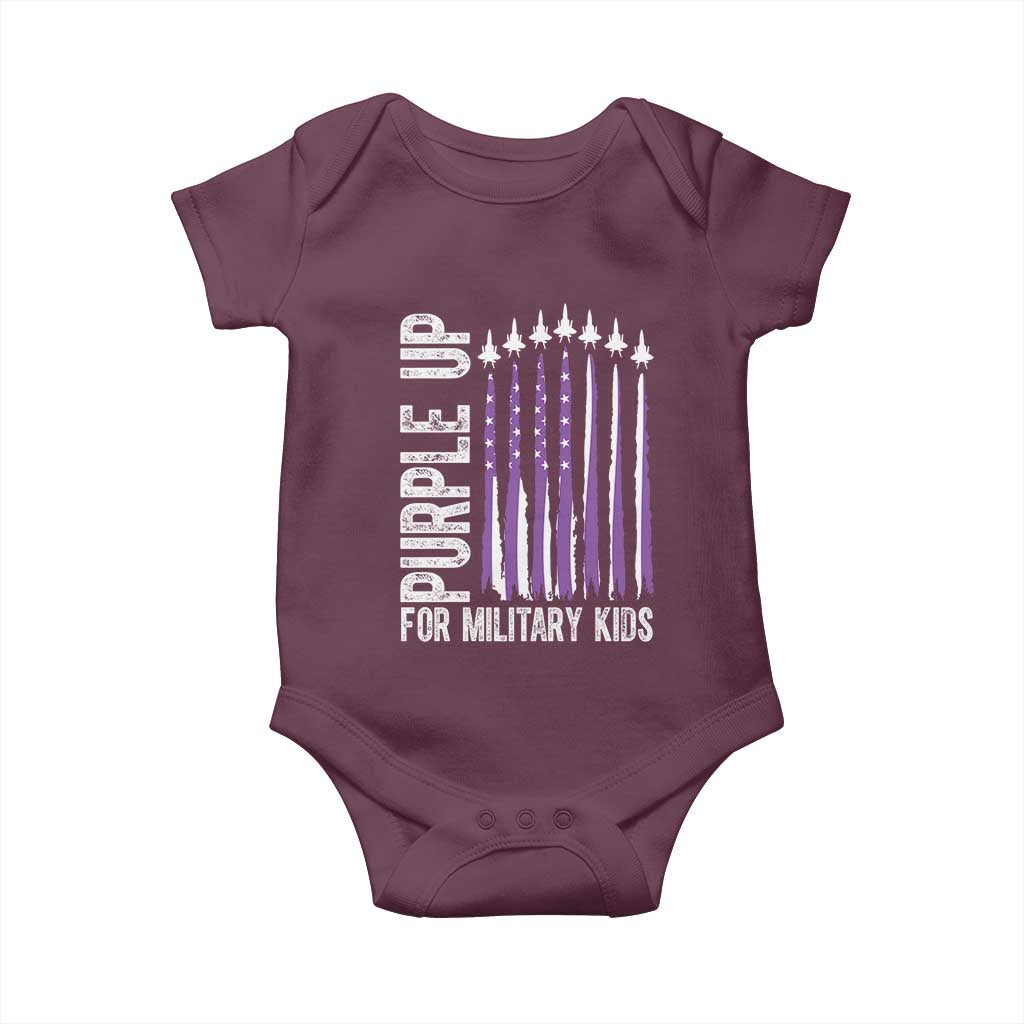 Purple Up For Military Kids Baby Onesie US Flag Military Child Support TS10 Maroon Print Your Wear