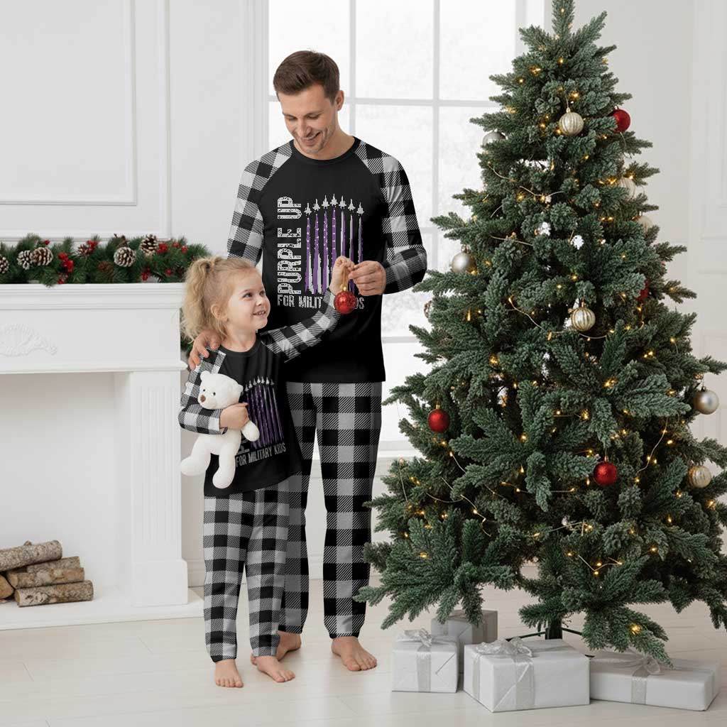 Purple Up For Military Kids Plaid Pajama Set US Flag Military Child Support TS10 White Plaid Print Your Wear