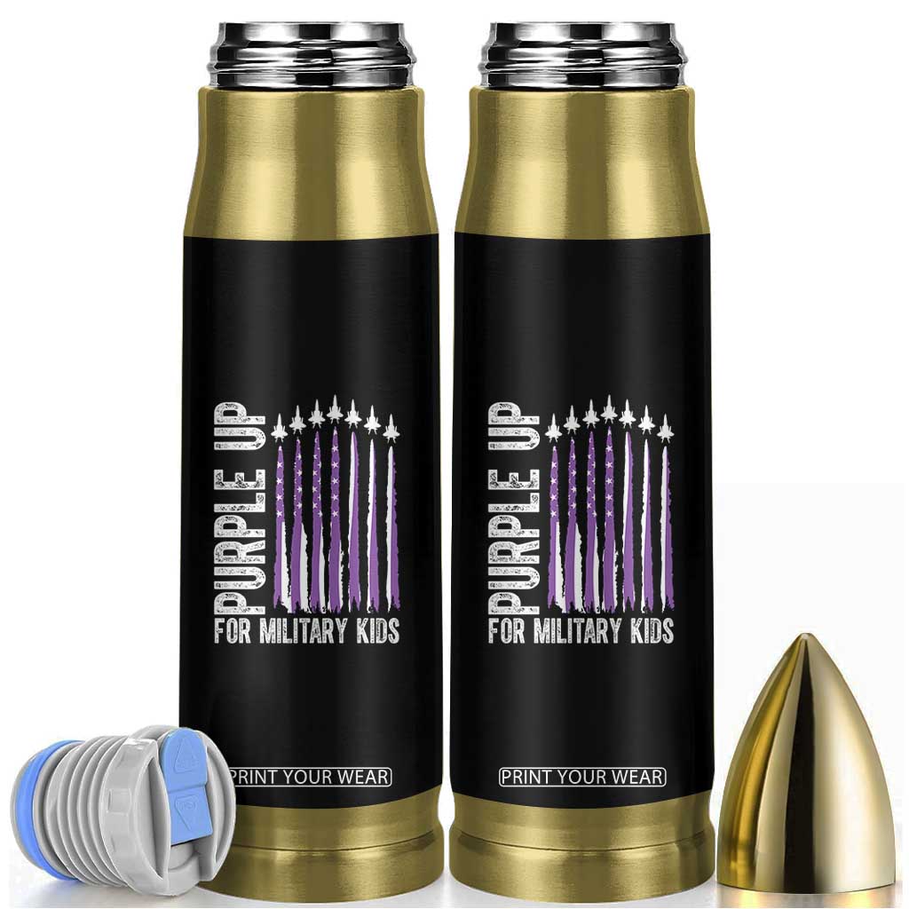 Purple Up For Military Kids Bullet Tumbler US Flag Military Child Support TS10 Black Print Your Wear