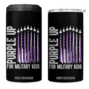 Purple Up For Military Kids 4 in 1 Can Cooler Tumbler US Flag Military Child Support TS10 One Size: 16 oz Black Print Your Wear
