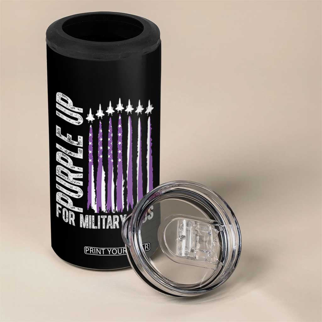 Purple Up For Military Kids 4 in 1 Can Cooler Tumbler US Flag Military Child Support TS10 Print Your Wear