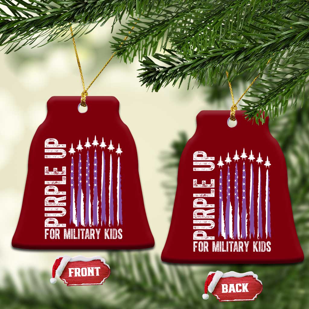 Purple Up For Military Kids Ceramic Ornament US Flag Military Child Support TS10 Print Your Wear