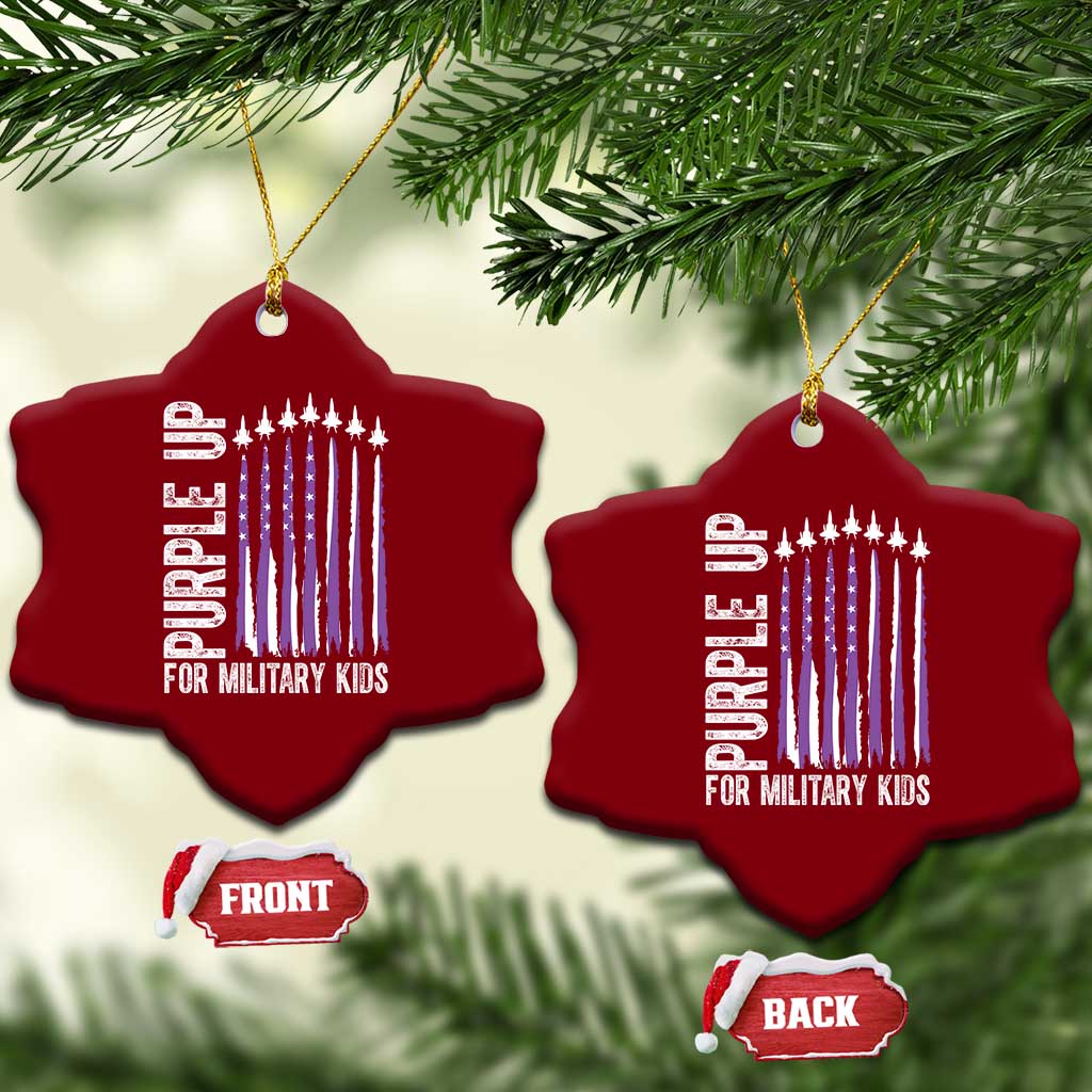 Purple Up For Military Kids Ceramic Ornament US Flag Military Child Support TS10 Print Your Wear