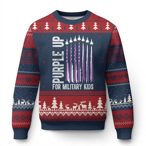 Purple Up For Military Kids Ugly Christmas Sweater US Flag Military Child Support TS10 Navy Red Print Your Wear