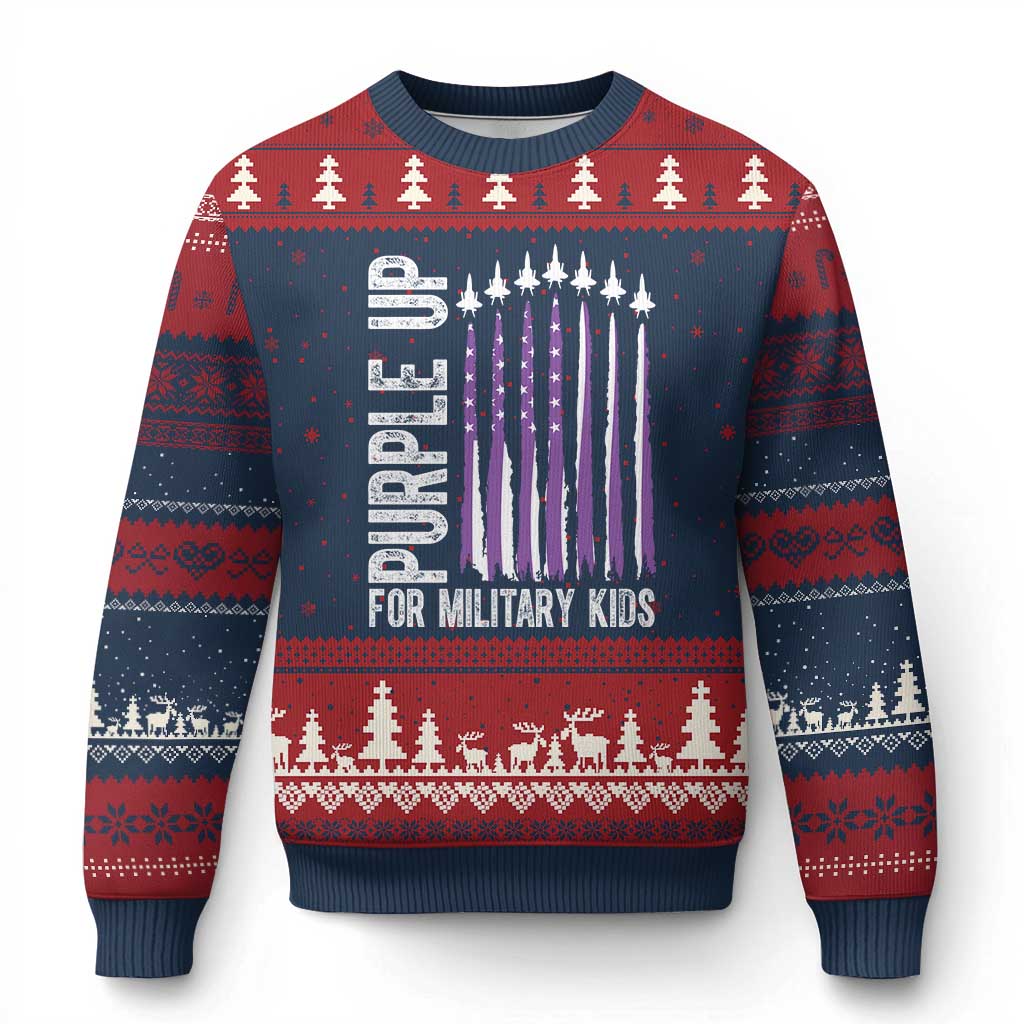 Purple Up For Military Kids Ugly Christmas Sweater US Flag Military Child Support TS10 Navy Red Print Your Wear