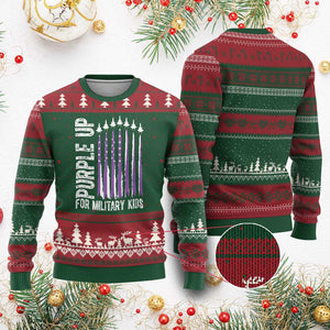 Purple Up For Military Kids Ugly Christmas Sweater US Flag Military Child Support TS10 Red Green Print Your Wear