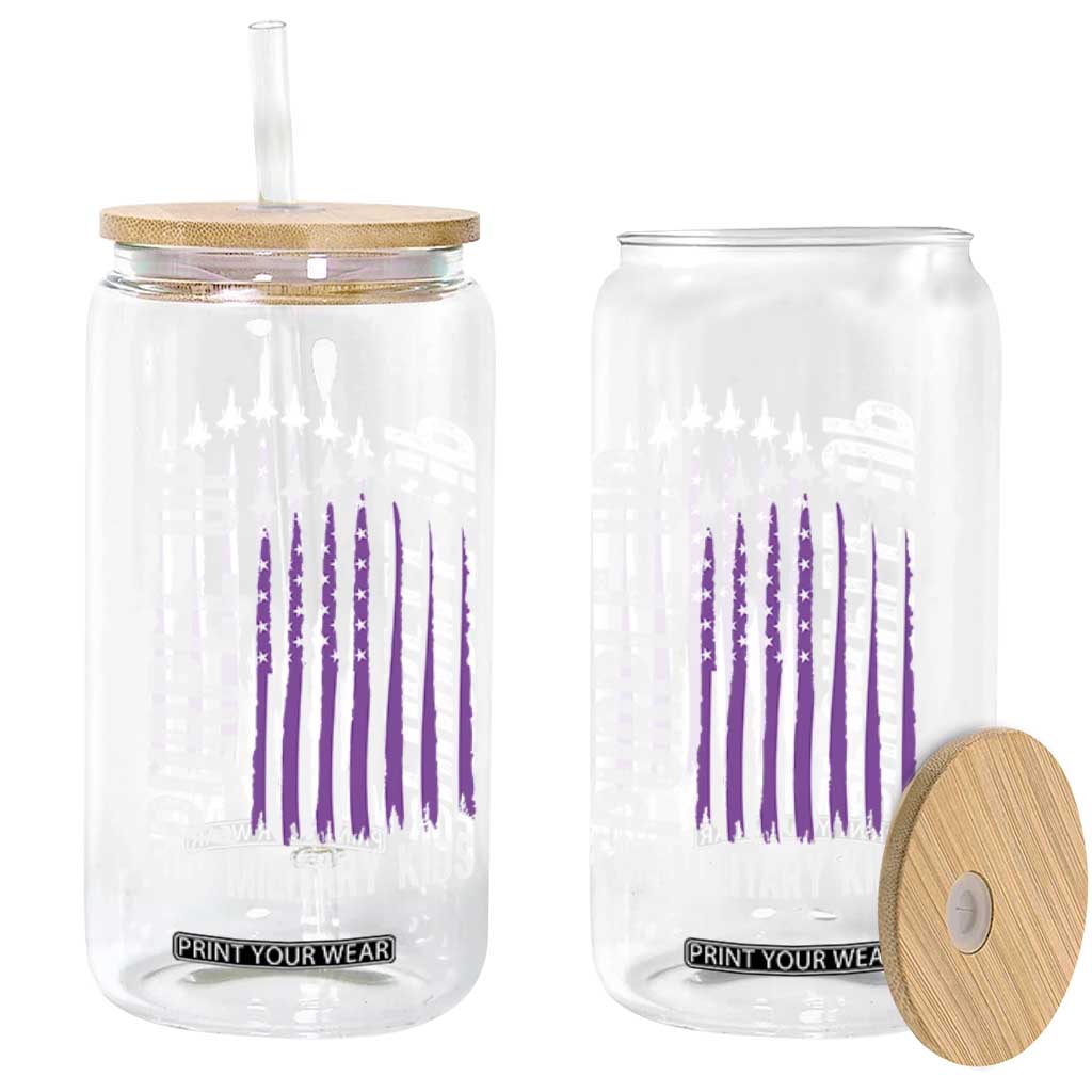 Purple Up For Military Kids Glass Can US Flag Military Child Support TS10 Print Your Wear
